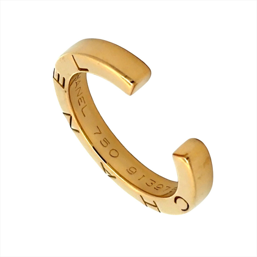 Chanel C Signature Logo Ring, Approx. 18K Yellow Gold, 4.8g, 3mm, Women's